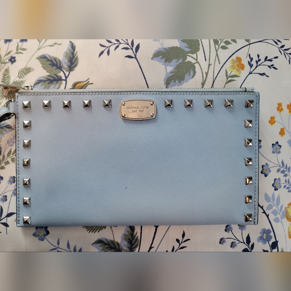 Authentic Michael Kors Studded Wristlet in baby blue
